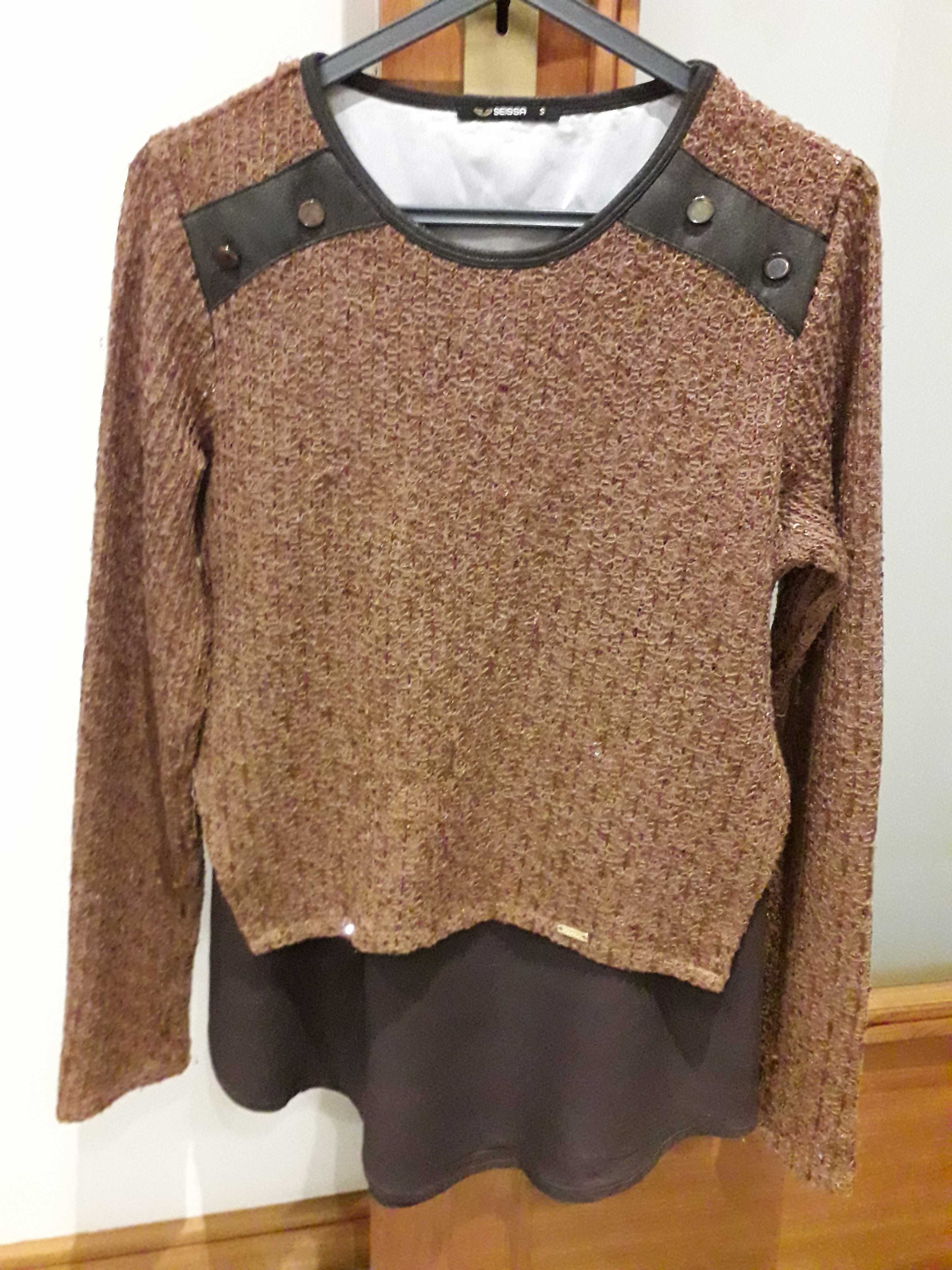 Camisola castanha e camel Seissa