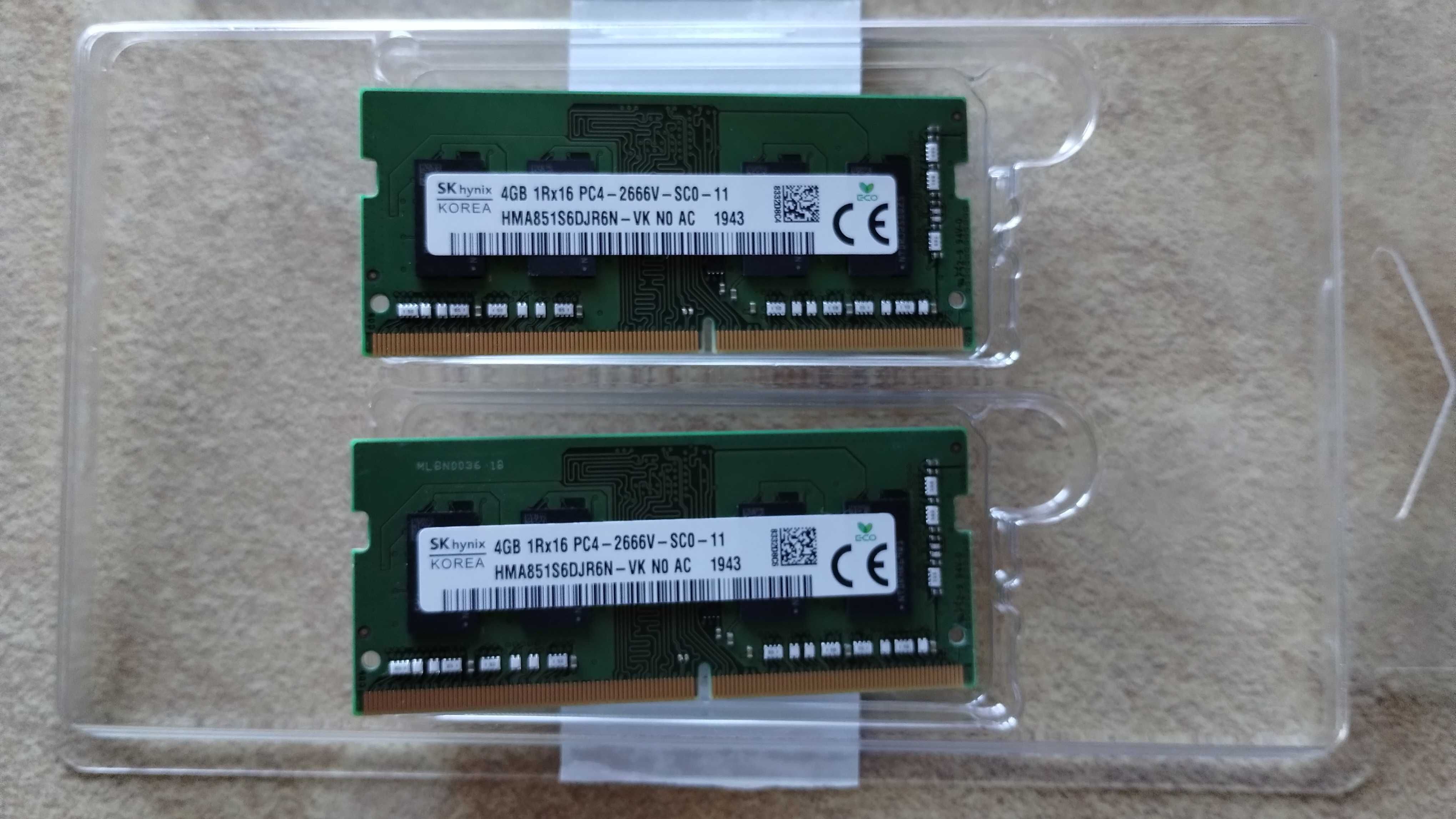 2 x 4G RAM 1Rx16 PC4-2666V-SC0-11 do laptopa