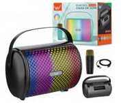 Głośnik bezprzewodowy przenośny 2w1 LED USB mikrofon bluetooth karaoke