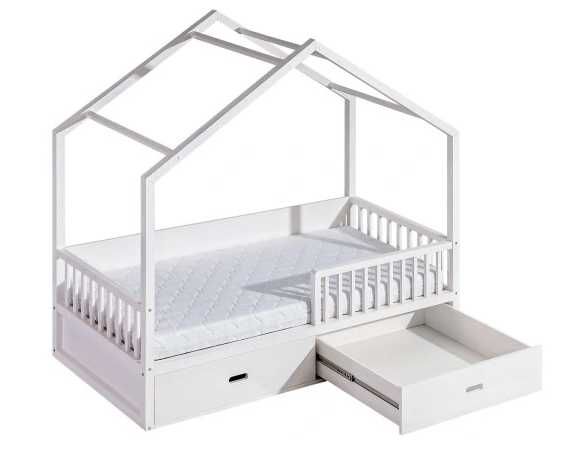 Dolmar łóżko domek białe barierka szuflady dzieci Wiktor wyprzedaż