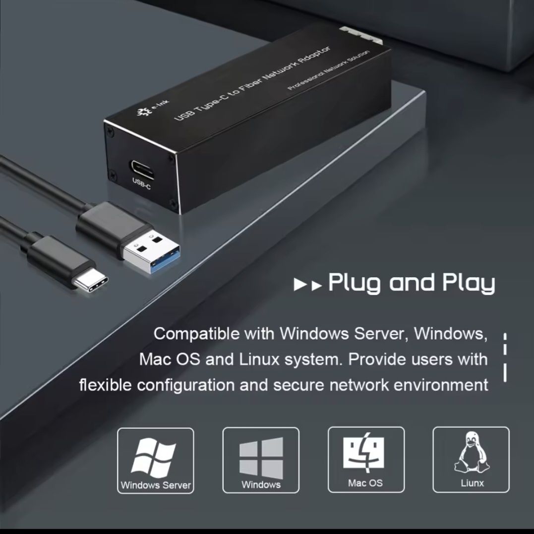 Adaptador Micro Mini USB-C 3.0 para SFP Gigabit