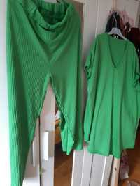 Zielony komplet spodnie z bluzką