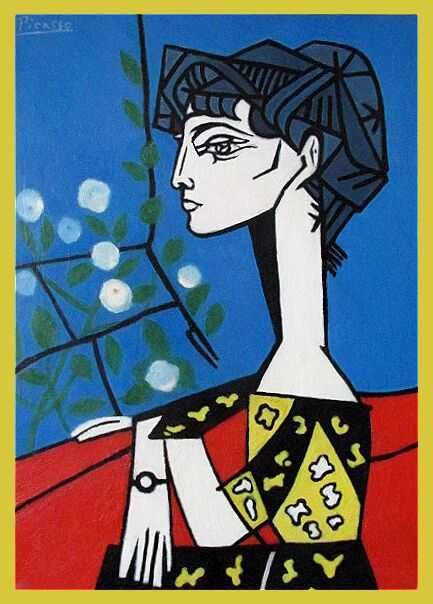 Obraz olejny na płótnie Pablo Picasso "Jacqueline z kwiatami"