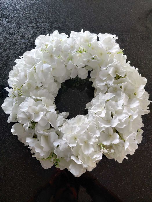 Wieniec ślubny okazja piękny wianek biały jak nowy 50 cm średnica