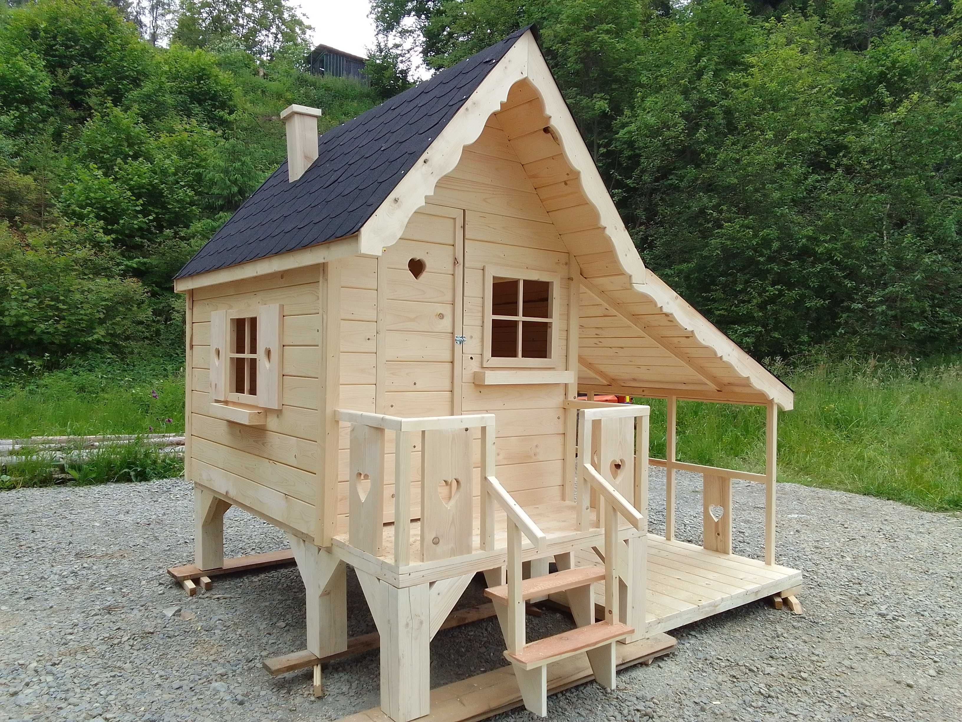 Ogrodowy domek drewniany dla dzieci, piękna ozdoba, solida konstrukcja