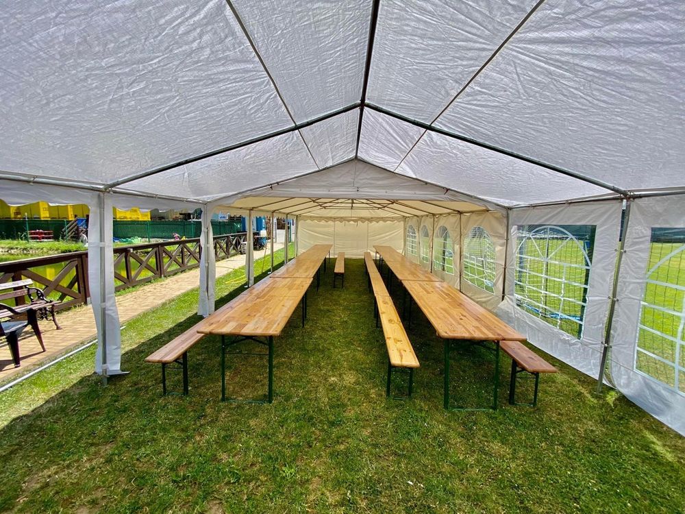 Namiot 5x8,5x6 (50 i 30 osób) stoły, DMUCHANIEC