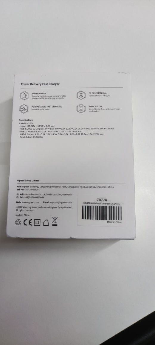 Carregador Ugreen 65W | compatível com MACBOOK (Apple)
