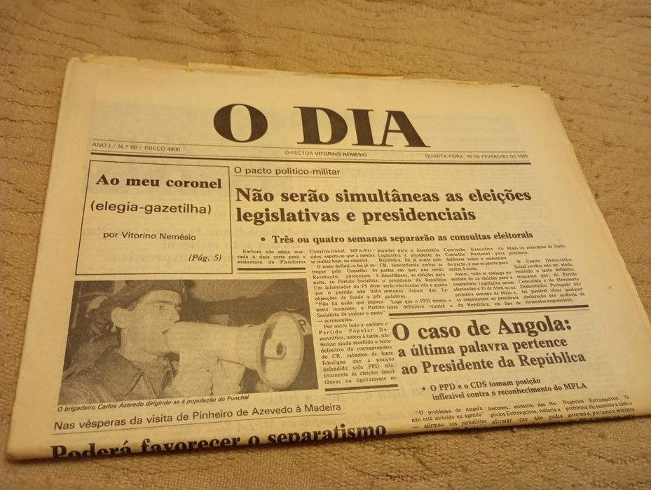O Dia director Vitorino Nemésio ,5 € cada exemplar