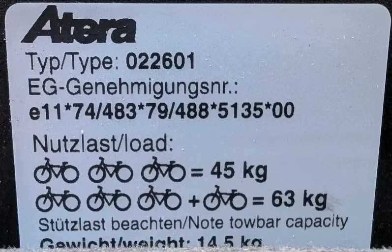 Atera Strada DL3 bagażnik na 2 3 lub 4 rowery elektryki jak NOWY 63kg