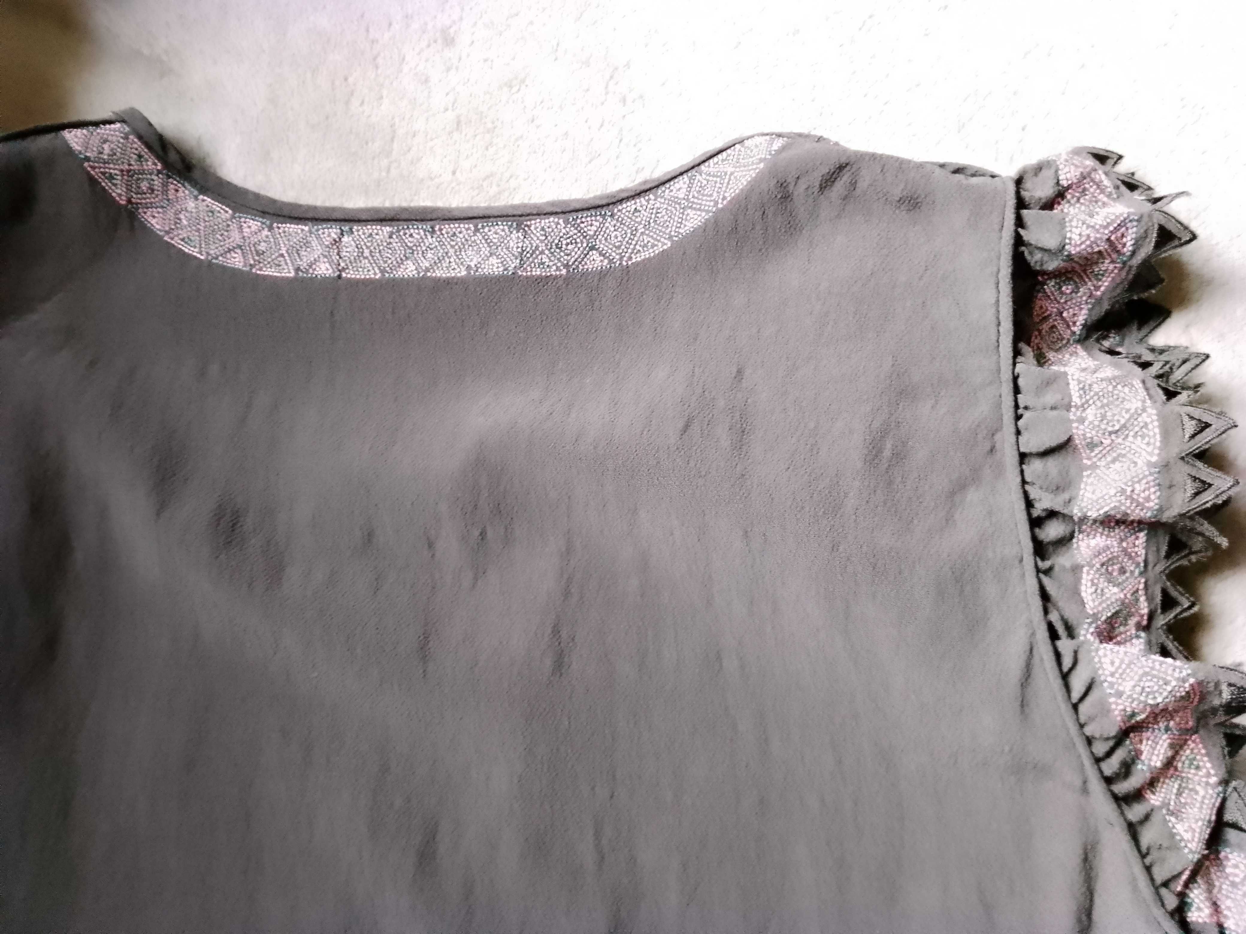 MAISON SCOTCH La femme selon Marie M 38 JEDWAB szary/brąz sukienka