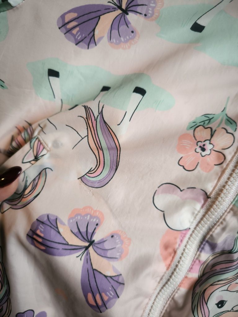 Kurtka wiosenna wiatrówka dziecięca jednorożce H&M 98-104