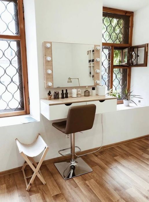 Дзеркало стіл для бровіста, барний стілець