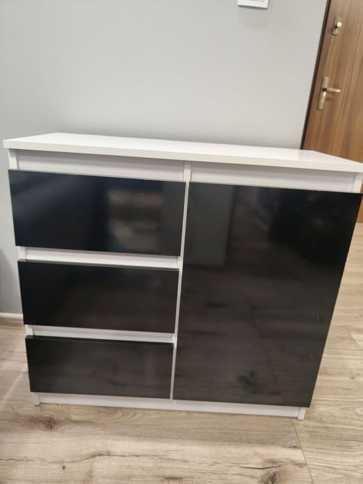 Komoda biało-czarna, wys. 75, szer. 80, gł. 35 cm