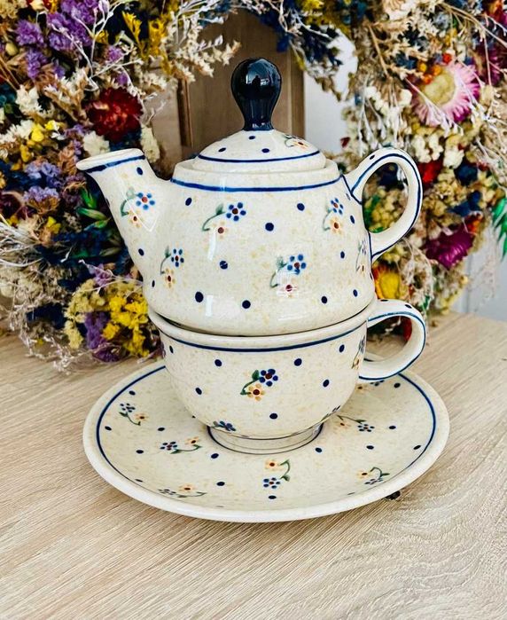 Ceramika Bolesławiec. Zestaw do herbaty (8567)