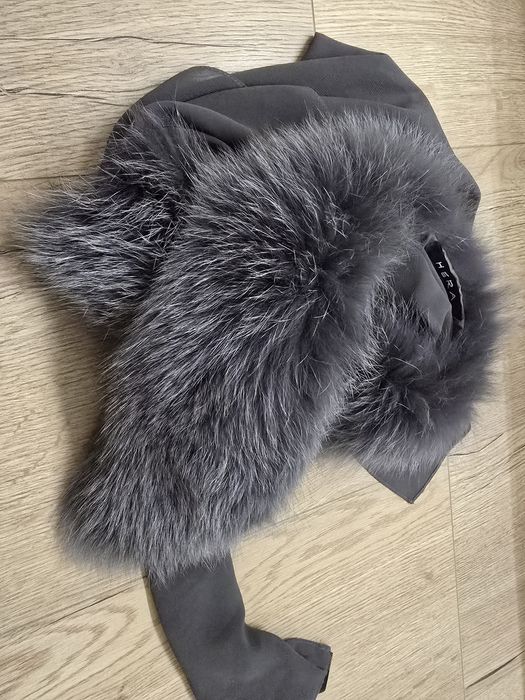 Naturalne futro, szalik z lisa srebrnego