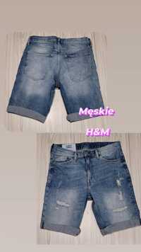 Męskie spodenki  jeansowe z przetarciami  kupione w H&M