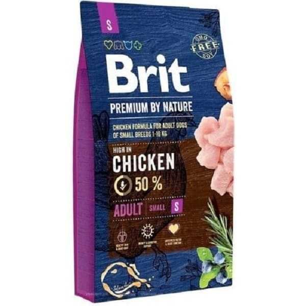 Сухий корм для собак дрібних порід з куркою Brit Premium Adult S 8кг