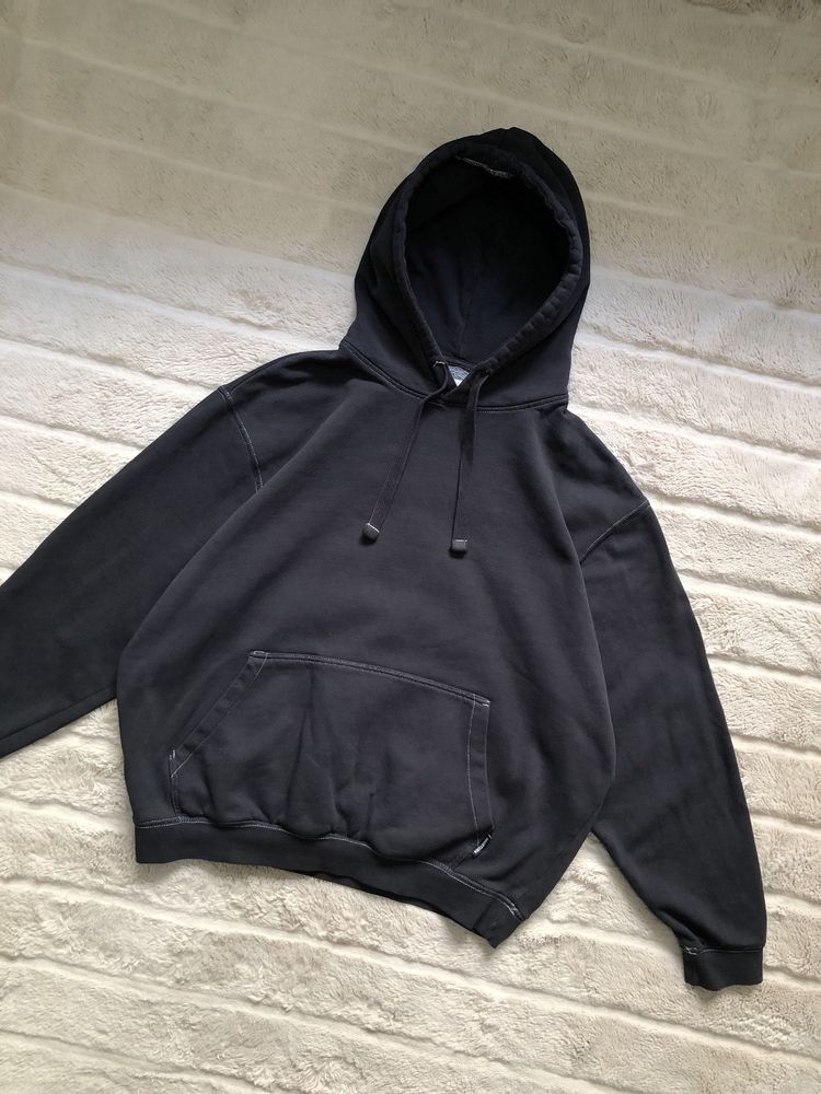 ZARA (S) Basic Oversized Box Fit Hoodie мужское худи серое флис кофта