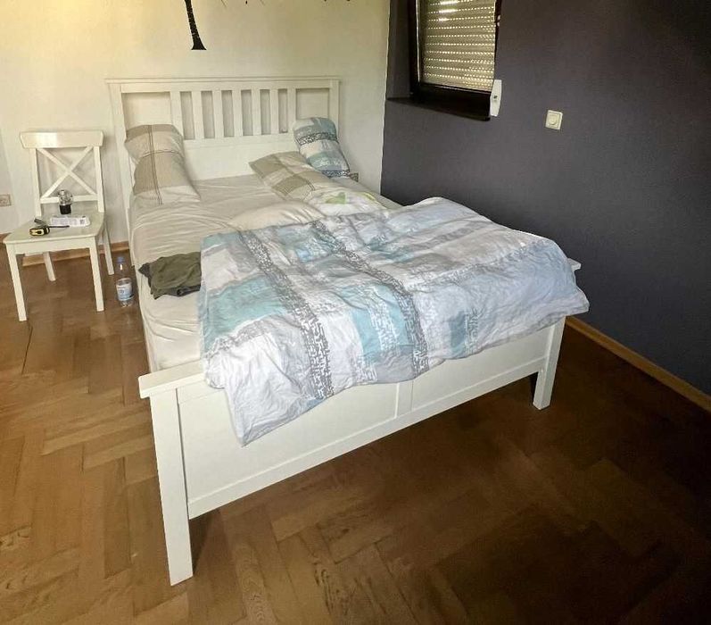 łóżko 2 dwuosobowe białe hemnes ikea drewniane