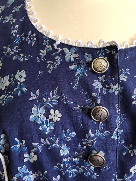 Vestido Azul Bavarian Vintage Romântico