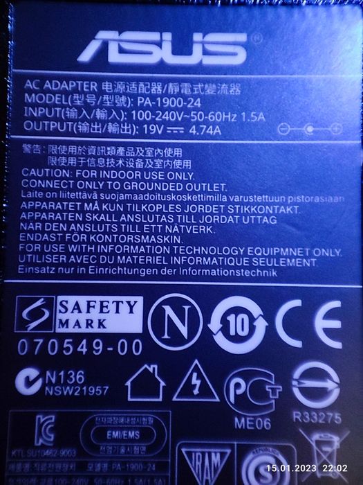 Блок живлення для ноутбуків ASUS 19V 4.74A 90Вт