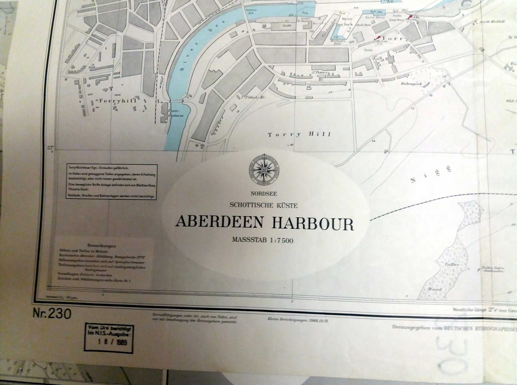 Stara mapa morska NIEMIECKA Nordsee ABERDEEN HARBOUR 10ed1981