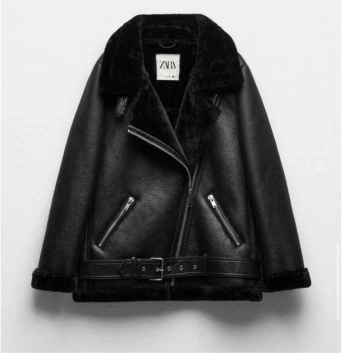 Чорна дублянка Zara косуха авіатор