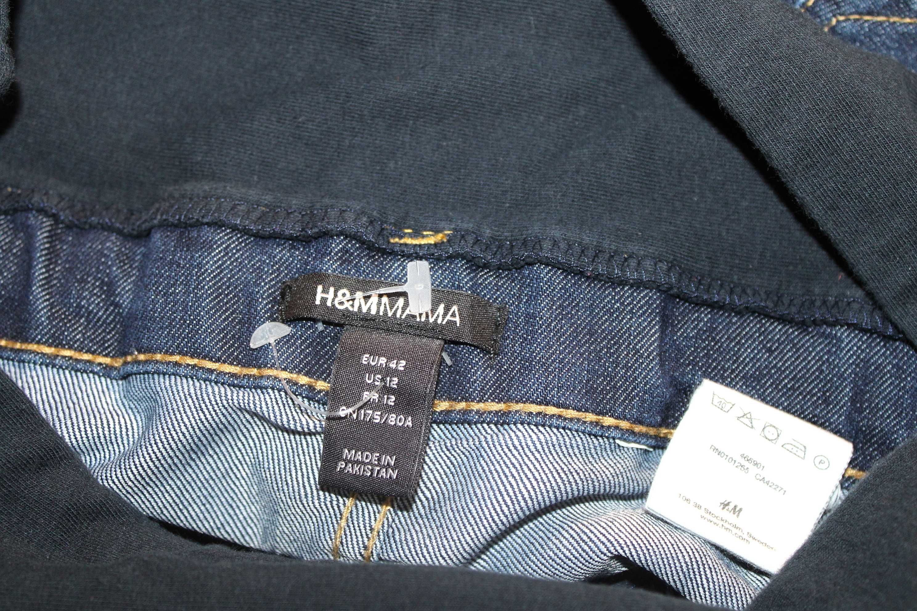 y4 H&M MAMA Wygodne Granatowe Spodnie Ciążowe Jeans Rybaczki 42 XL