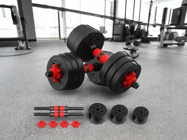 Hantle do domu bitumiczne regulowane do ćwiczeń siłowych ciężar 40 kg