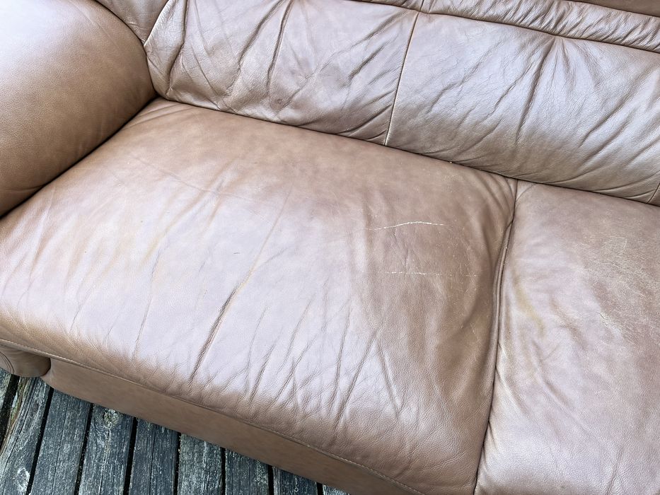 Komplet mebli skórzanych kanapa i dwa fotele