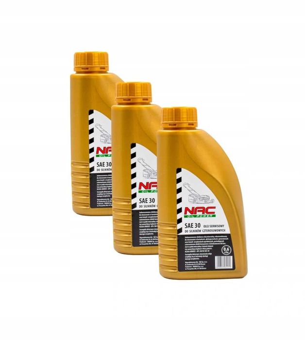 3 PAK Olej Serwisowy Kosiarka x3 Nac Sae30 0,6L olej do kosiarki ogród