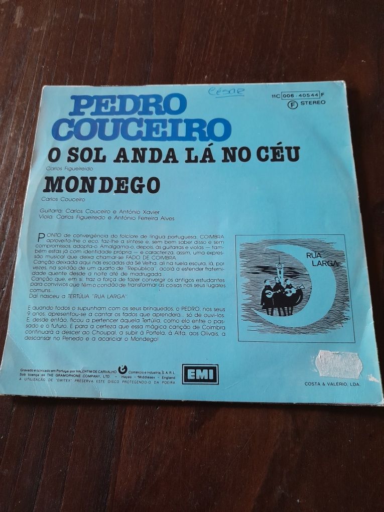 Pedro Couceiro " O sol anda lá no céu" , " Mondego"