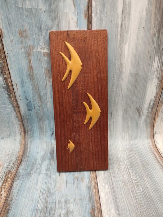Modernistyczny obraz drewno Teak - lata 60 / 70 - Design 2727