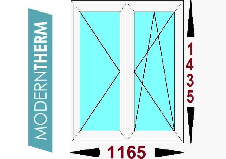 Okna PCV Sonarol Moderntherm 1165 x 1435 O32 typowe wymiary od ręki