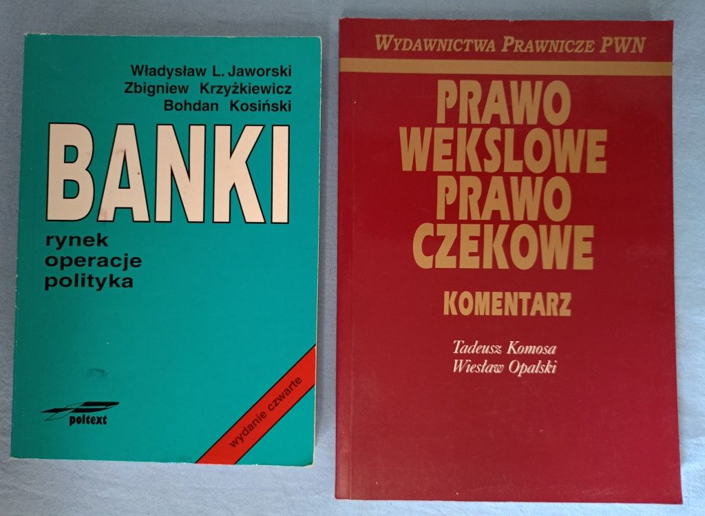 2 książki Banki - rynek operacje polityka i Prawo wekslowe czekowe