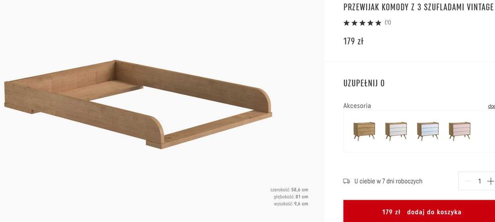 Łóżeczko + komoda + przewijak VOX Vintage