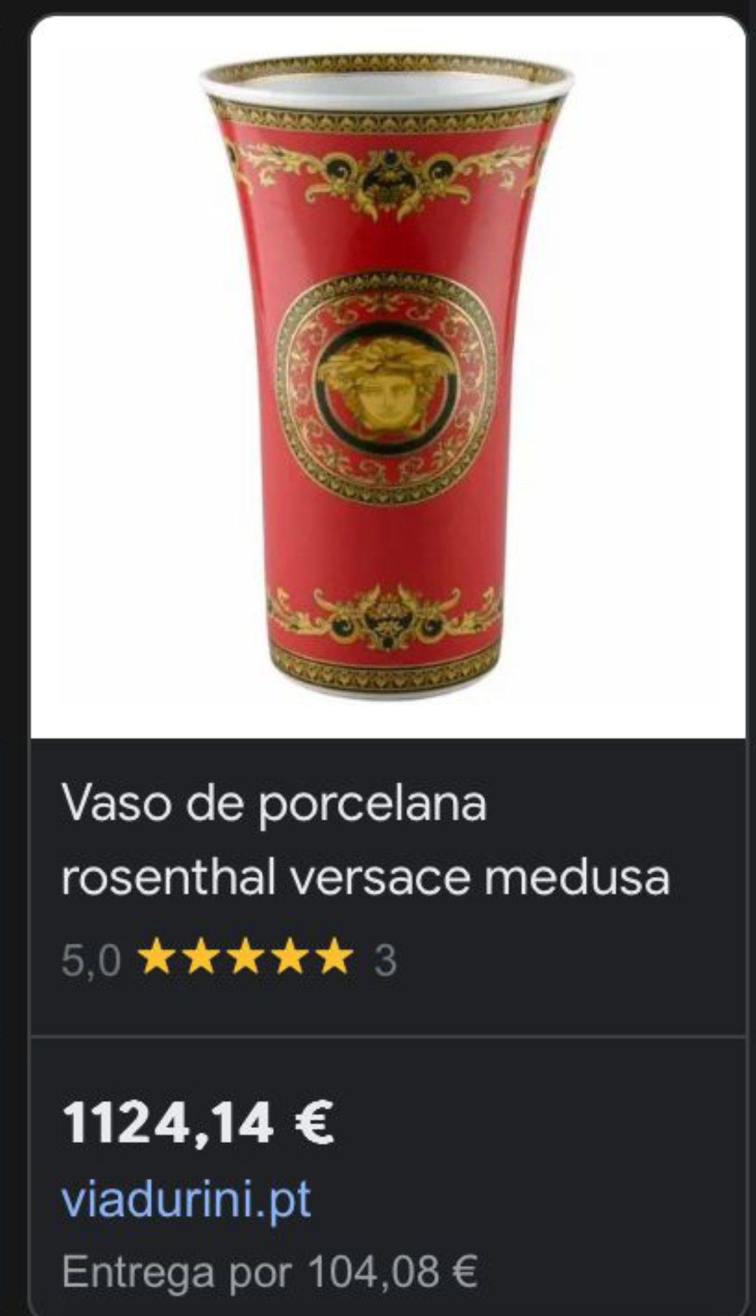 Vaso de porcelana Rosenthal Versace Medusa Rosso 34 cm