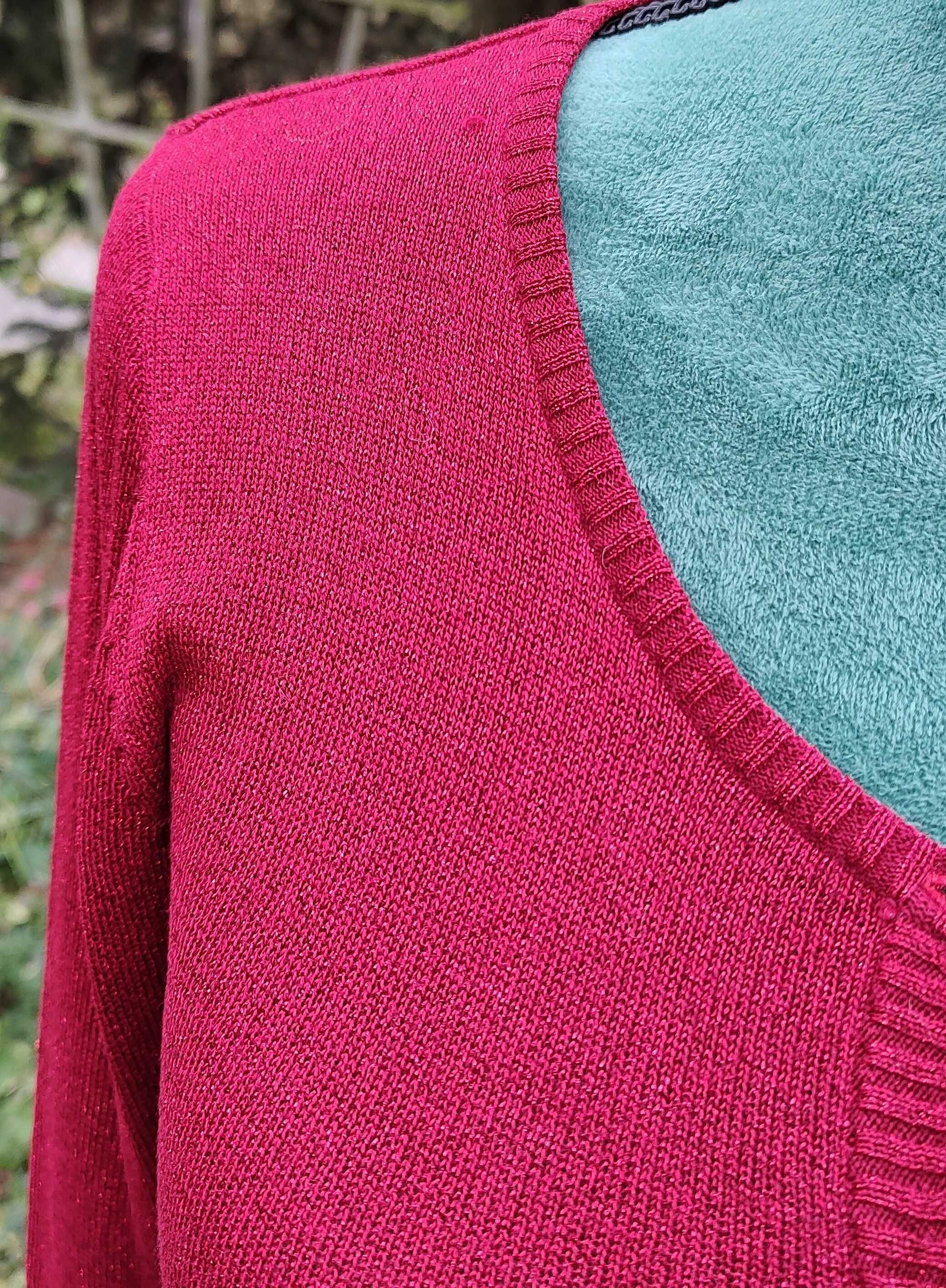 Sweter kardigan Reserved S 36 czerwony metaliczny