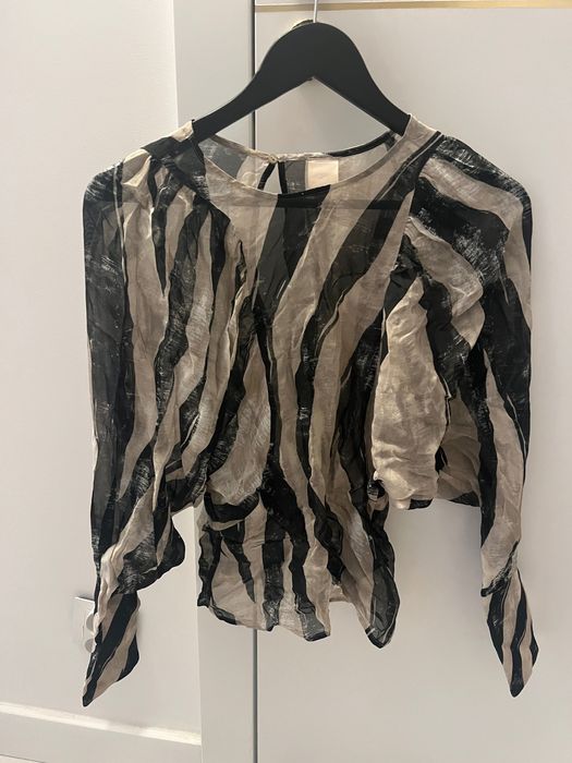 Bluzka koszula H&M beżowa kremowa czarna, rozm. 34. Nowa
