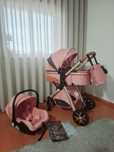 Carrinho trio de bebe rosa