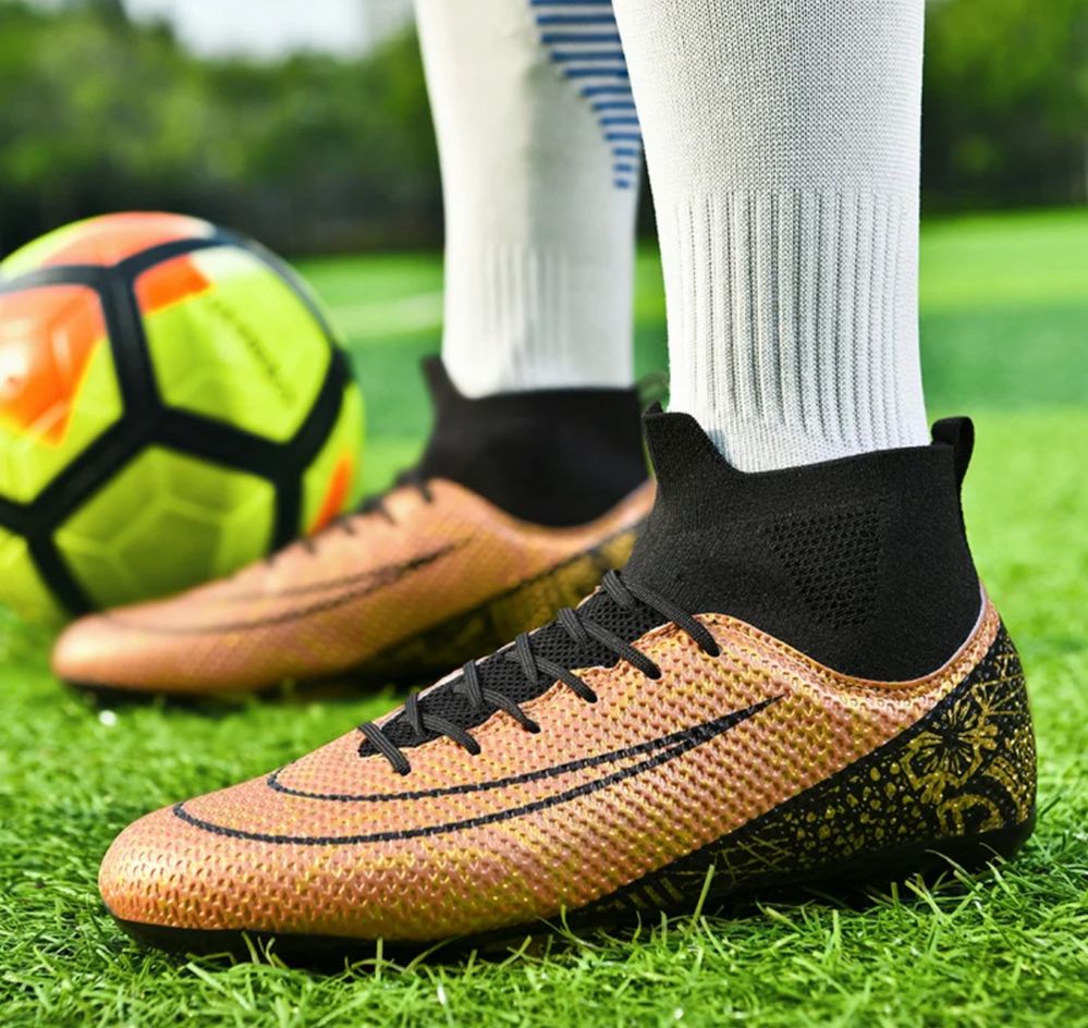 Turfy orlik buty piłkarskie skarpeta futbolówki obuwie sportowe gold