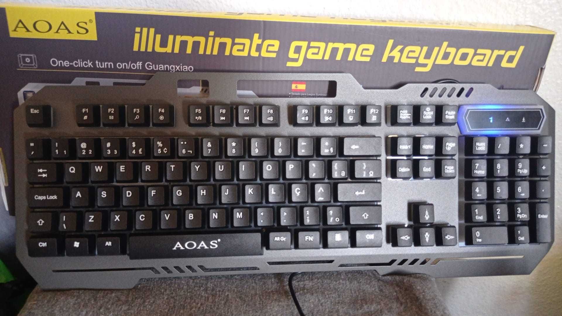 Teclado com fio botões retroiluminados RGB - Novo!!