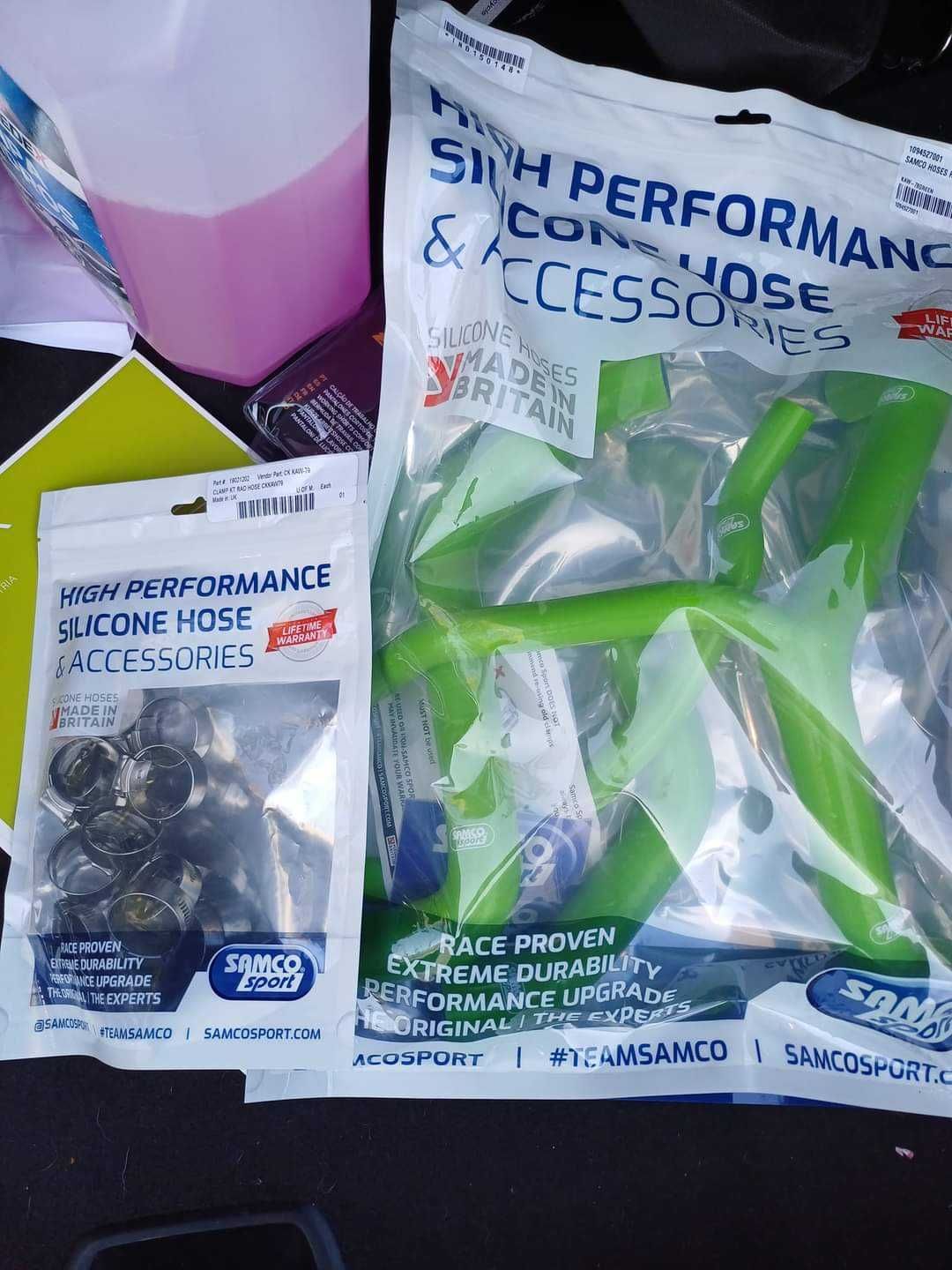 Kit tubos radiador samco em verde+abraçadeiras samco zx10r 2016/2017