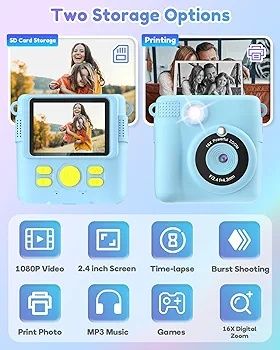 Aparat forograficzny dziecięcy natychmiastowy 1080p karta 32gb