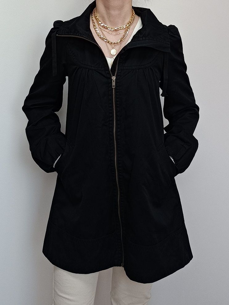 Czarny płaszczyk jesienny H&M kardigan kurtka damska czarna płaszcz 34