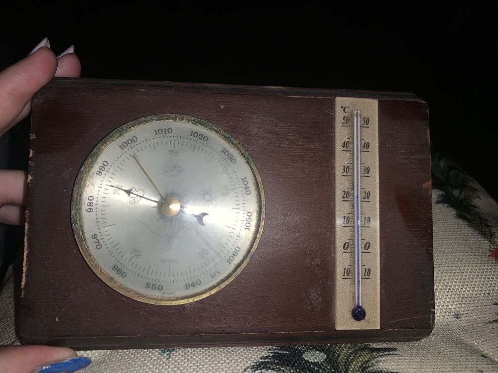 Stary termometr brązowy prl
