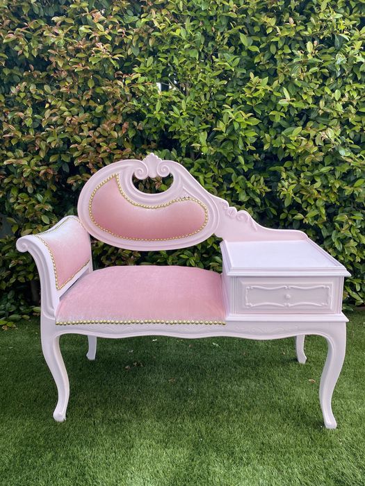 Banqueta de veludo Rosa