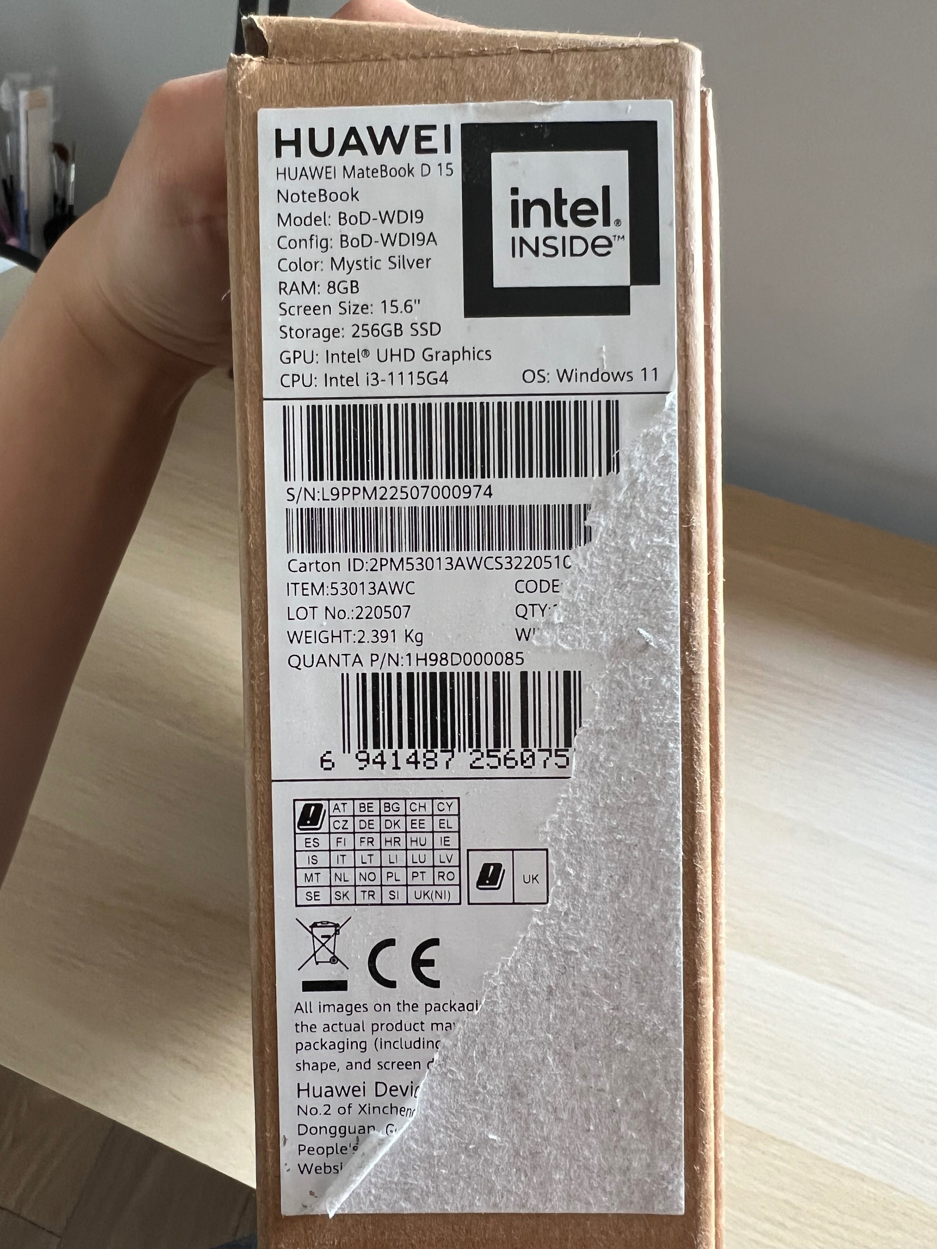 HUAWEI MateBook D15 i3-1115G4, 256GB SSD