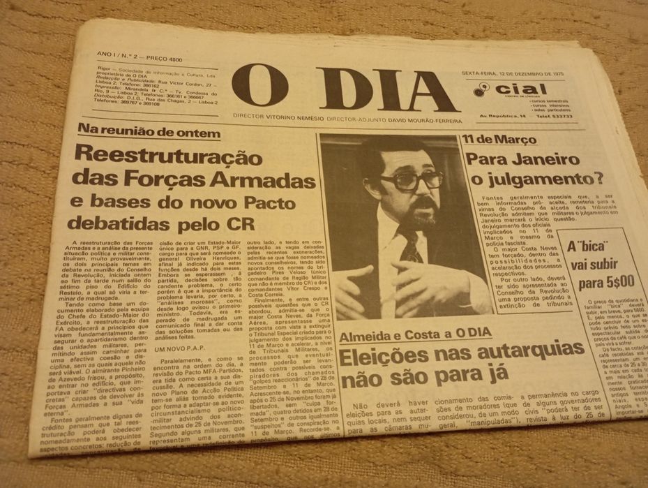 O Dia director Vitorino Nemésio ,5 € cada exemplar