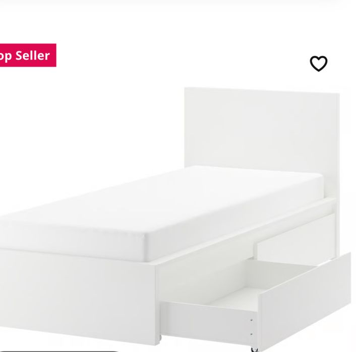 MALM, rama łóżka 200/90  z dwoma pojemnikami